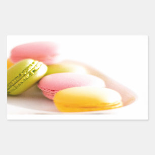 Cute Colourful Pastel French Macaron Cookie Pastry Rectangular Sticker