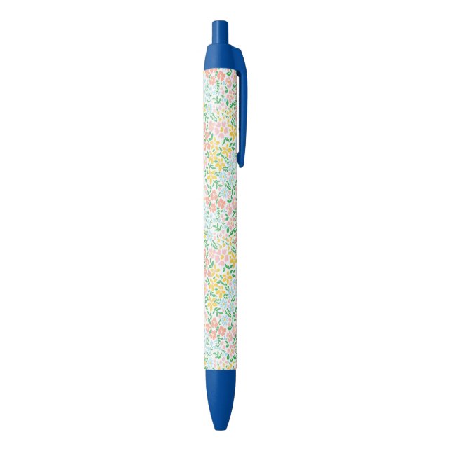 Cute Colourful Pastel Garden Flower Pattern Black Ink Pen (Bottom (Vertical))