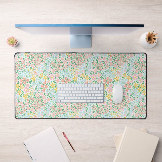 Cute Colourful Pastel Garden Flower Pattern Desk Mat (Office 1)