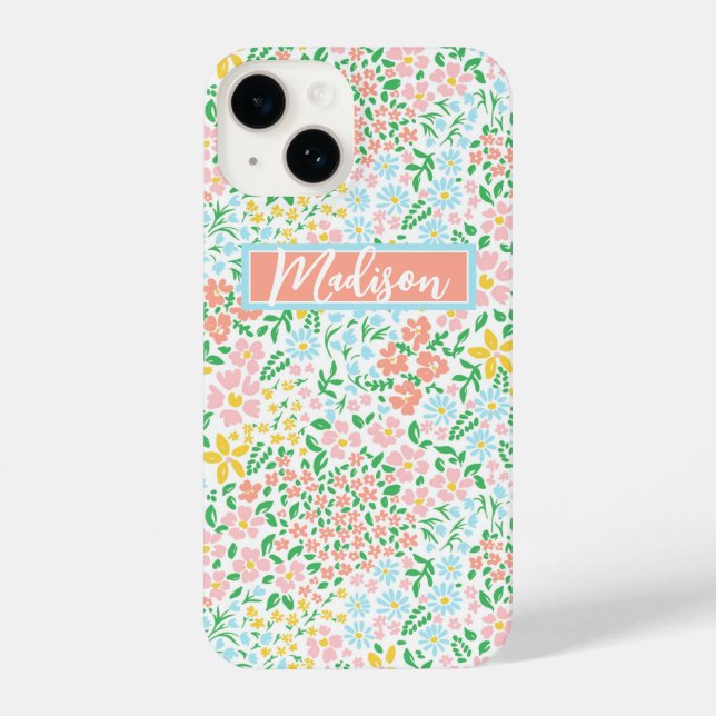 Cute Colourful Pastel Garden Flower Pattern iPhone Case (Back)