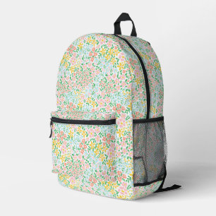 Cute Colourful Pastel Garden Flower Pattern Printed Backpack