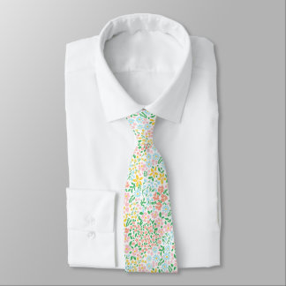 Cute Colourful Pastel Garden Flower Pattern Tie