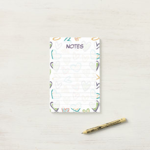 Cute Colourful Pastel Hearts Lined Notes Notepad