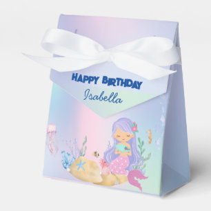 Cute colourful pastel mermaid Rainbow Birthday Favour Box