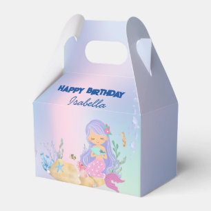 Cute colourful pastel mermaid Rainbow Birthday  Favour Box
