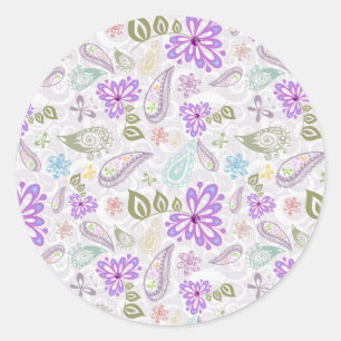 Cute colourful pastel paisley patterns classic round sticker