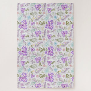 Cute colourful pastel paisley patterns jigsaw puzzle