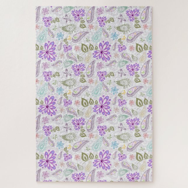 Cute colourful pastel paisley patterns jigsaw puzzle (Vertical)