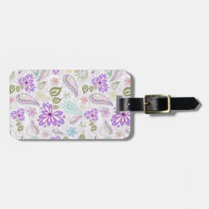 Cute colourful pastel paisley patterns luggage tag