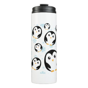 Cute colourful pastel penguin gradient pattern thermal tumbler