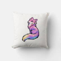 Cute Colourful Pastel Rainbow Fox Watercolor Thro