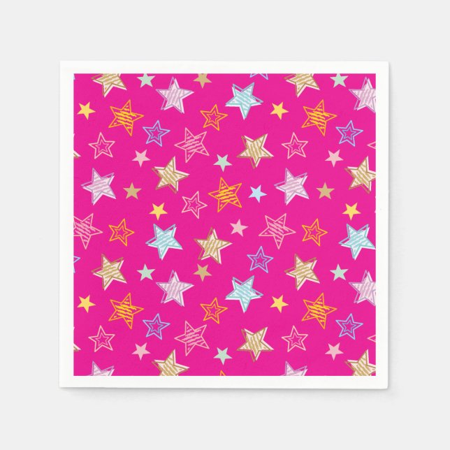 Cute Colourful Pastel Stars Pattern Napkin (Front)