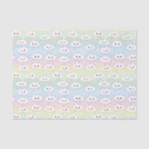Cute Colourful Pastel Waves Kawaii Clouds Pattern Tissue Paper