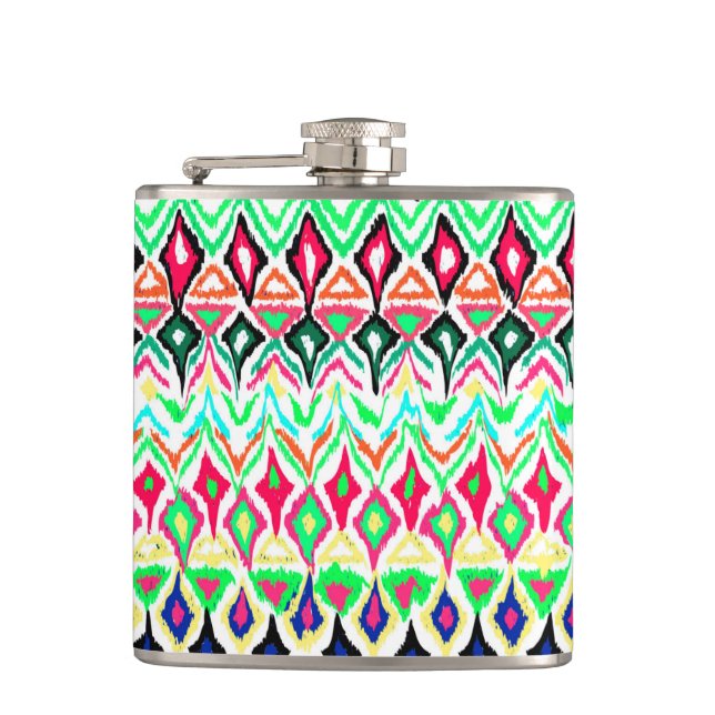 Cute colourful pattern hip flask (Front)