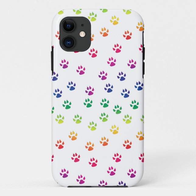 Cute Colourful Paw Prints Case-Mate iPhone Case (Back)