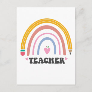 Cute Colourful Pencil Rainbow Teacher Design Postcard