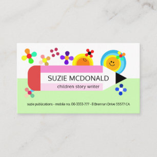 Cute Colourful Pencil Sun Flowers Business Card