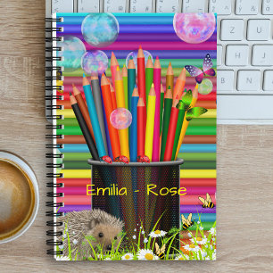 Cute Colourful Pencils Daisies Bubble Butterflies Notebook