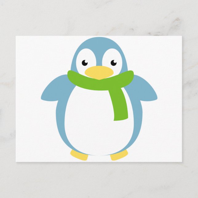 Cute Colourful Penguin in Scarf Postcard (Front)