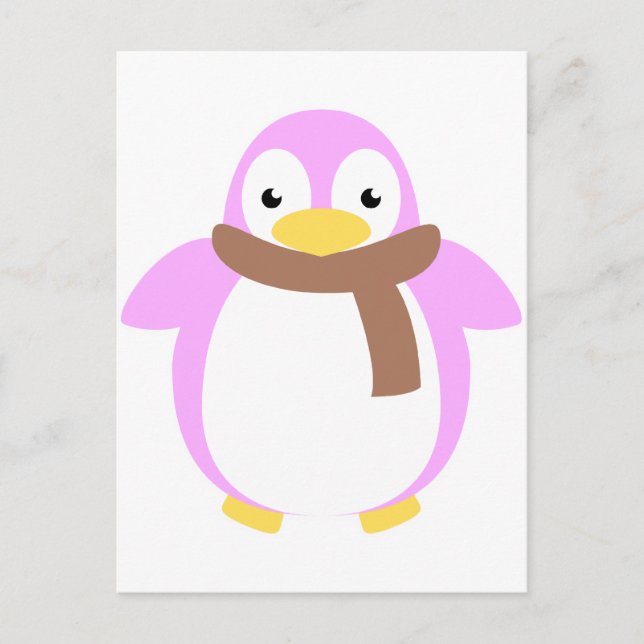 Cute Colourful Penguin in Scarf Postcard (Front)