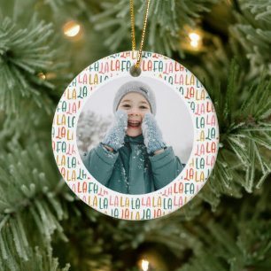 Cute colourful personalised Christmas holiday phot Ceramic Ornament