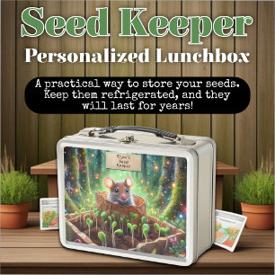 Cute Colourful Personalised Garden Seed Organiser Metal Lunch Box