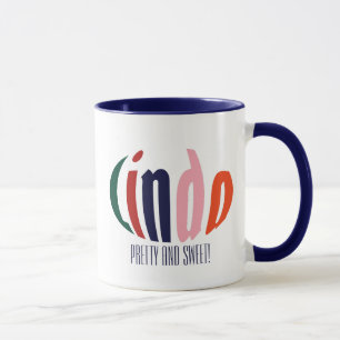 Cute Colourful Personalised "Linda" Name, Circle Mug