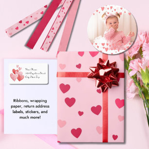 Cute Colourful Pink and Red Hearts Satin Ribbon