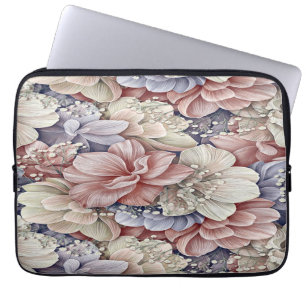 cute colourful pink blue flowers laptop sleeve