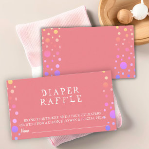Cute Colourful Pink Dot Pattern Diaper Raffle Enclosure Card