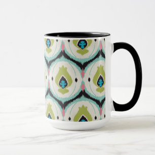 Cute colourful pink mint ikat tribal patterns mug