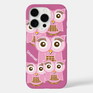 Cute Colourful Pink Owls Change Purple to any Colo iPhone 16 Pro Case