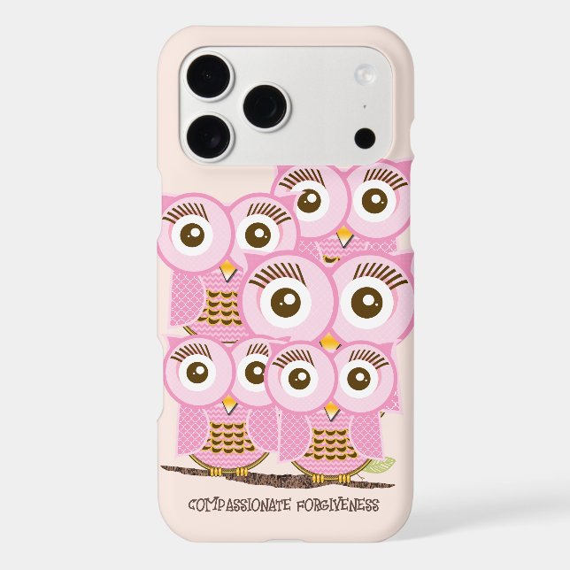 Cute Colourful Pink Owls Change Yellow to any Colo (Back)