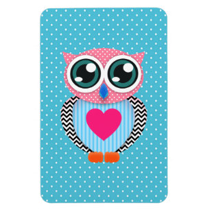 Cute Colourful Pink Polka Dots Funny Owl Magnet