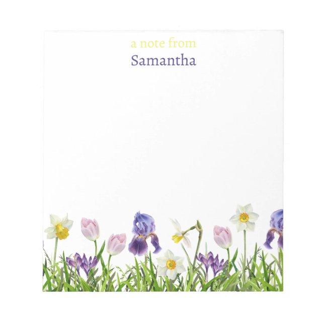Cute Colourful Pink Purple Wildflower Floral Notepad (Front)