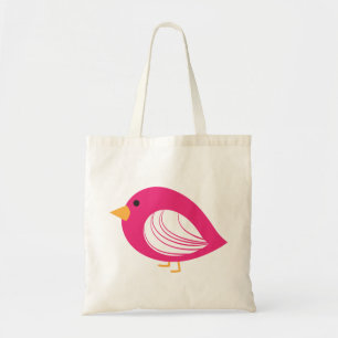 Cute colourful pink quirky birds tote bag