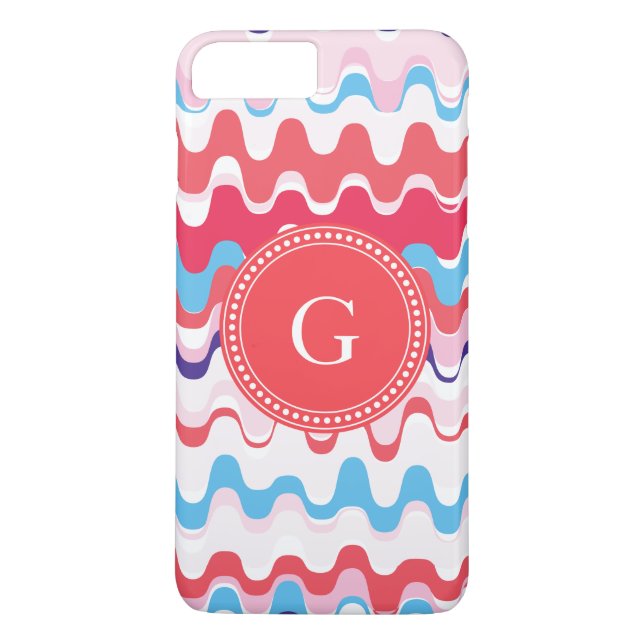 Cute colourful pink red abstract pattern monogram Case-Mate iPhone case (Back)