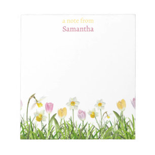 Cute Colourful Pink Yellow Wildflower Floral Notepad