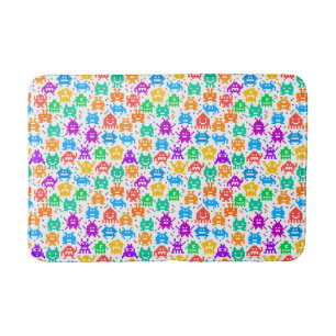 Cute colourful pixelated monsters patterns bath mat