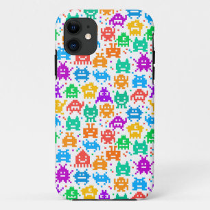 Cute colourful pixelated monsters patterns iPhone 11 case