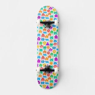 Cute colourful pixelated monsters patterns tablecl skateboard