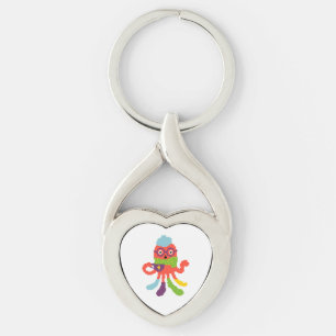 Cute colourful pixeled sick octapus key ring