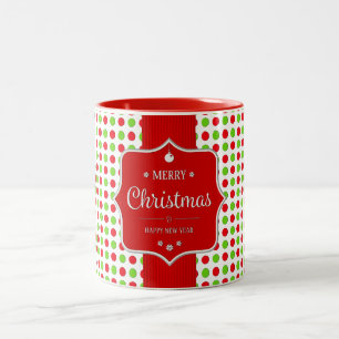 Cute Colourful Polka Dots Christmas Two-Tone Coffee Mug