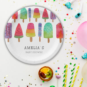 Cute Colourful Popsicle Baby Shower Party  Paper Plate