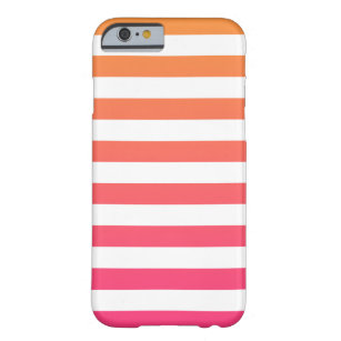 Cute Colourful Preppy Orange Pink White Stripes Barely There iPhone 6 Case