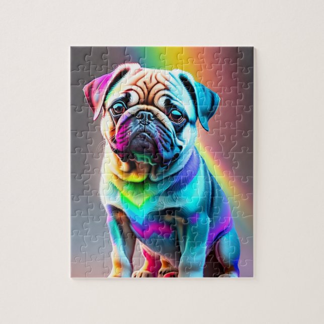 Cute Colourful Pug Jigsaw Puzzle (Vertical)