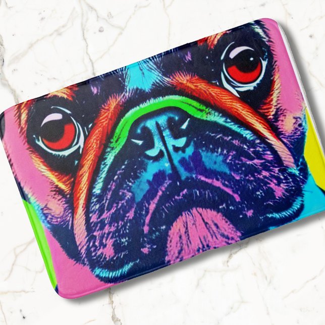 Cute Colourful Pug portrait in pop art style Bath Mat (Creator Uploaded)