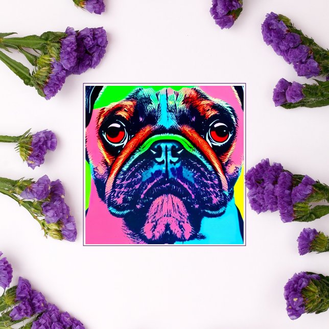 Cute colourful Pug portrait pop art style (Creator Uploaded)