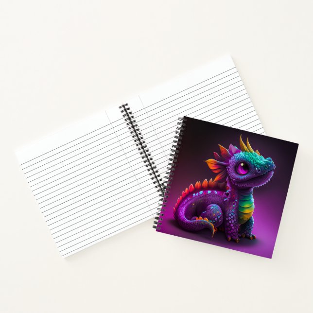 Cute Colourful Purple Dragon Lizard Artwork | Notebook (Inside)