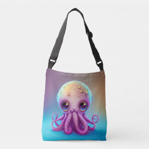 Cute Colourful Purple Octopus Alien Artwork Crossbody Bag